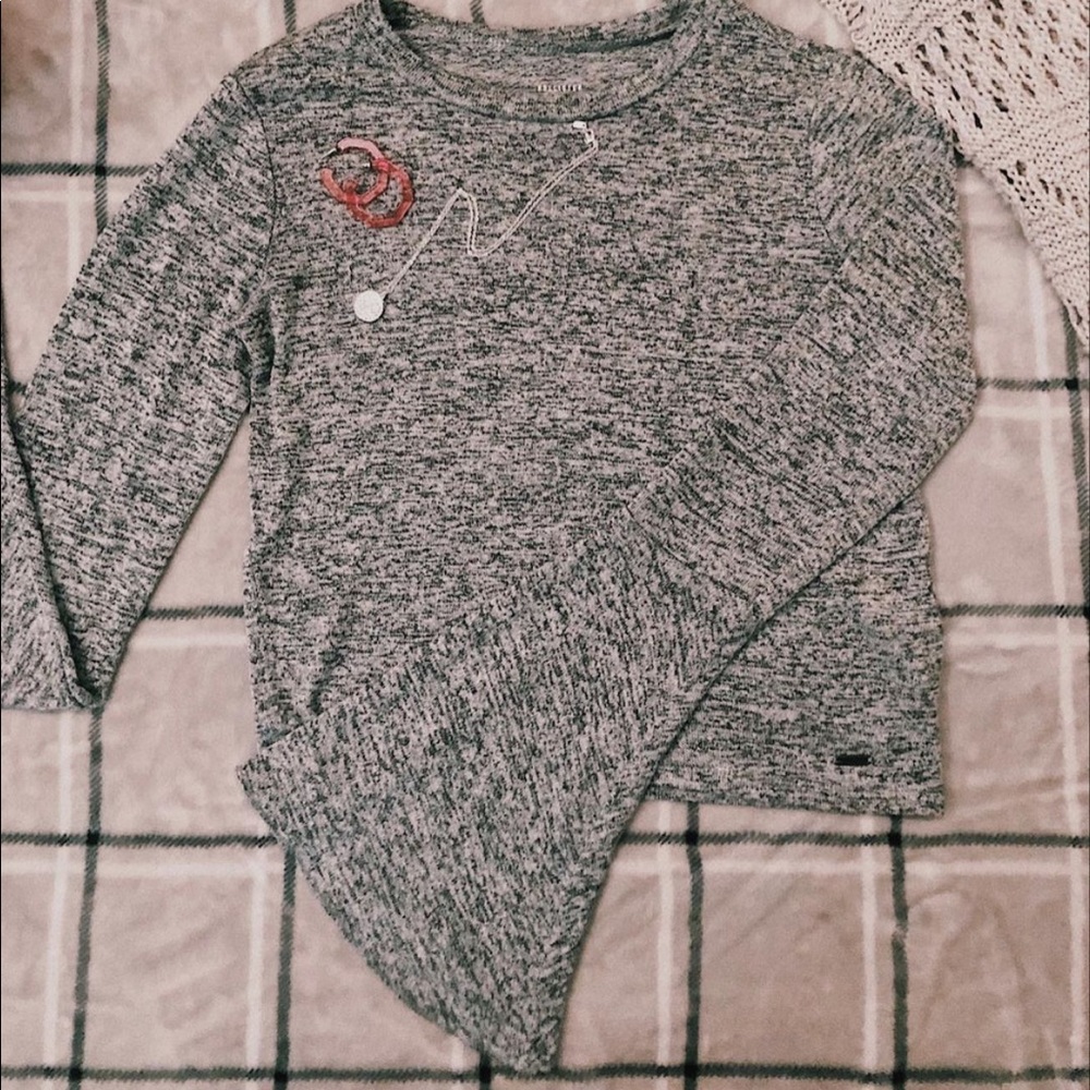 Hollister Heather Gray Flared Sleeve Top